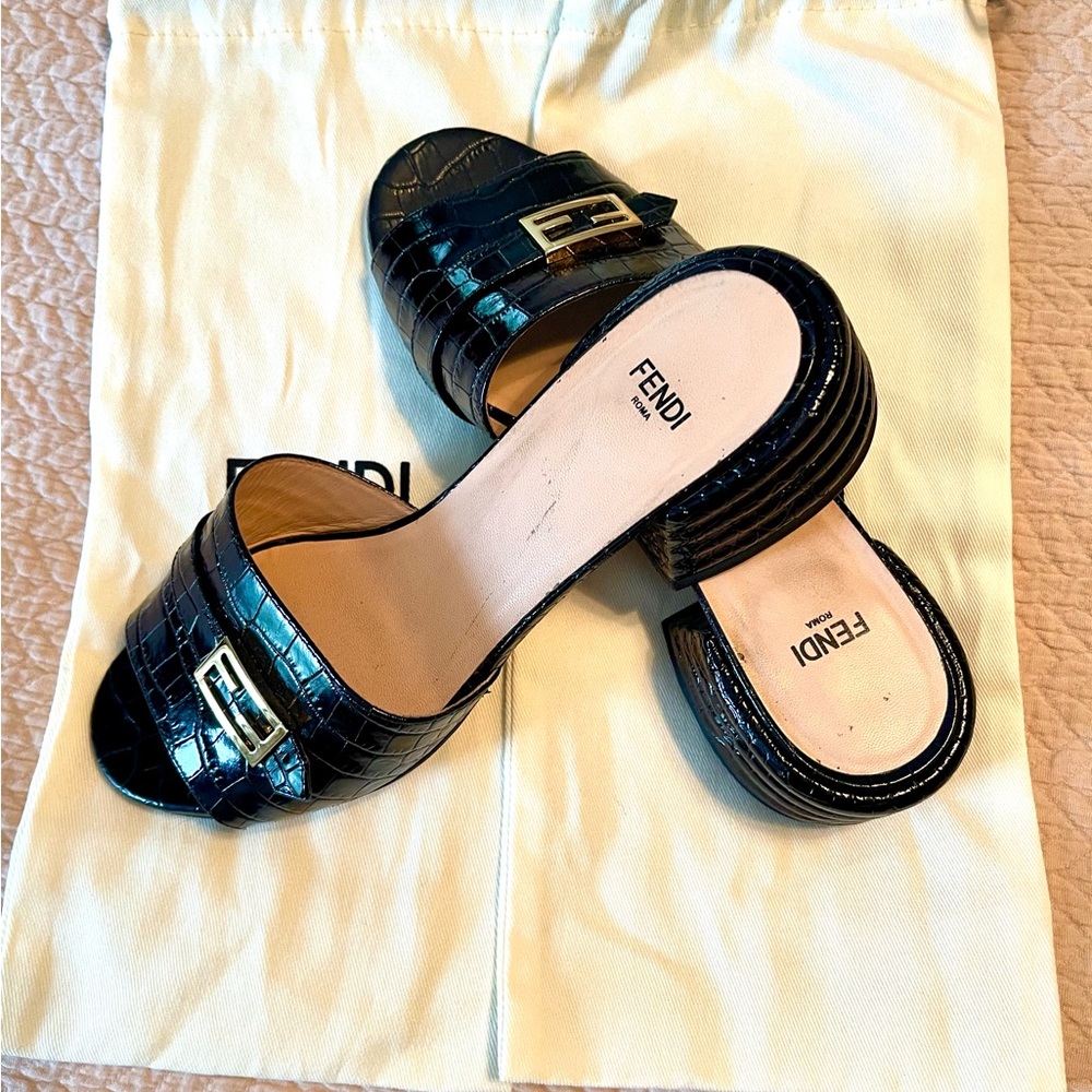 Fendi Black Mules Elegant Minimalist Style